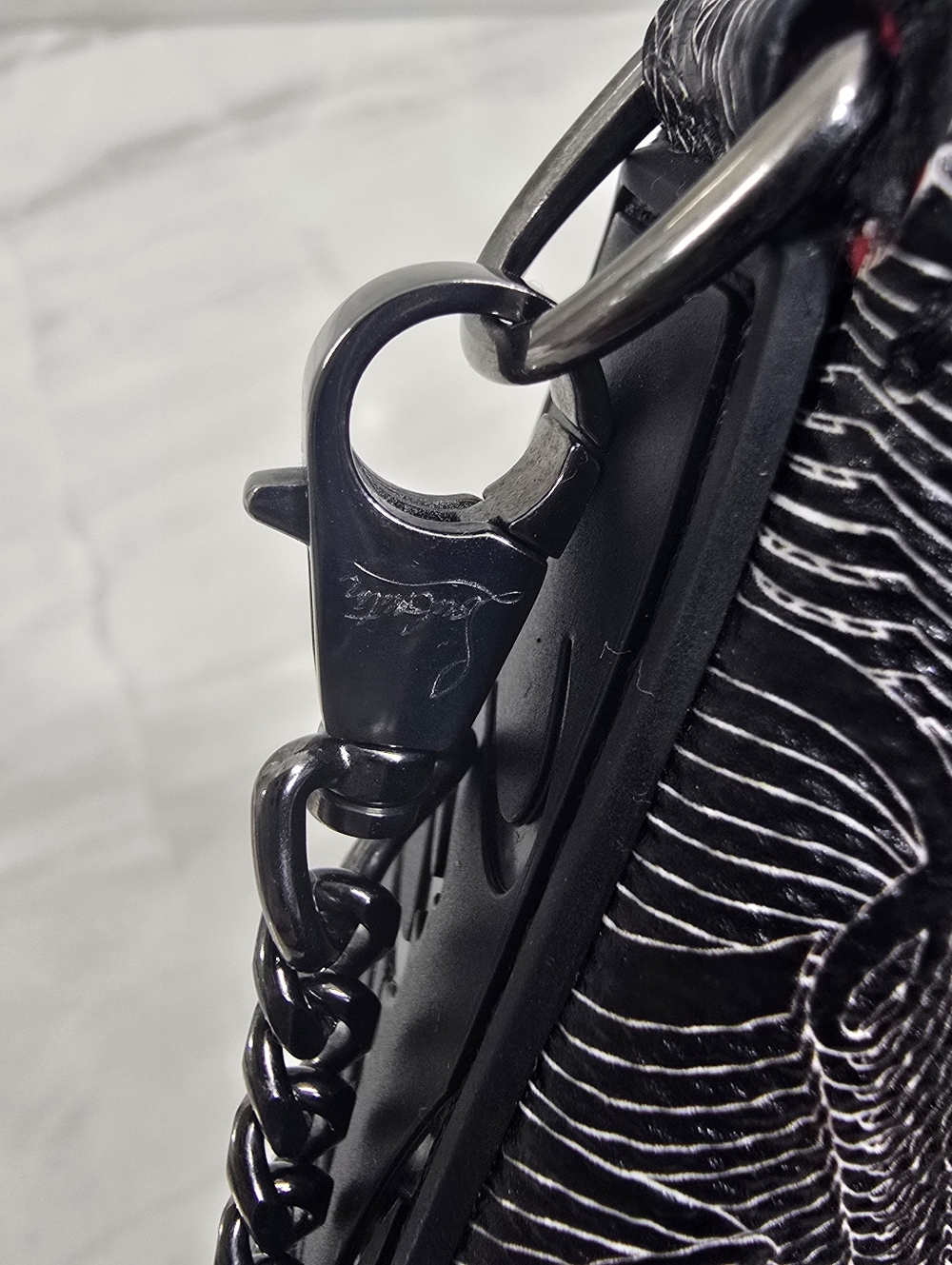 Christian Louboutin Black Embossed Leather Chain Shoulder Bag - Picture 10 of 14